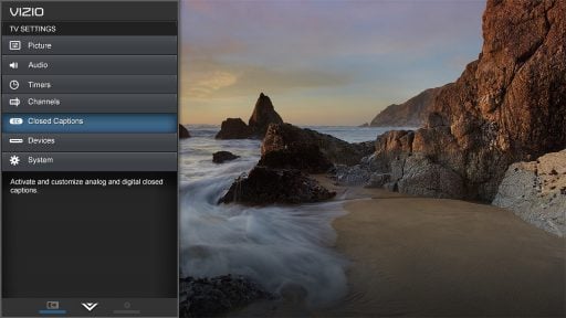 VIZIO TV Accessibility Settings Talk back Closed Captions and