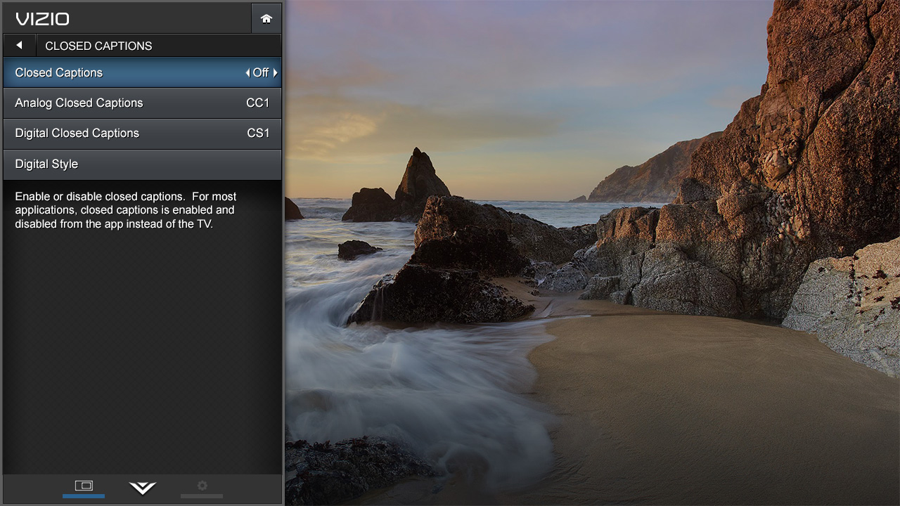 Closed Caption Settings on VIZIO Display Closed Caption Settings on VIZIO Display